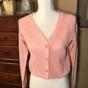 Charlotte Russe Pink Crocheted Sweater Size S